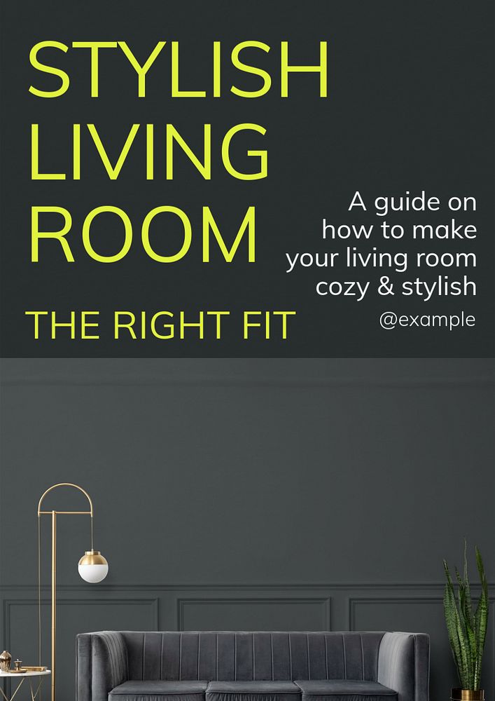 Stylish living room poster template, editable text and design