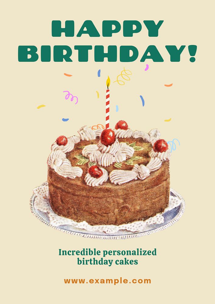 Happy birthday poster template, editable text and design