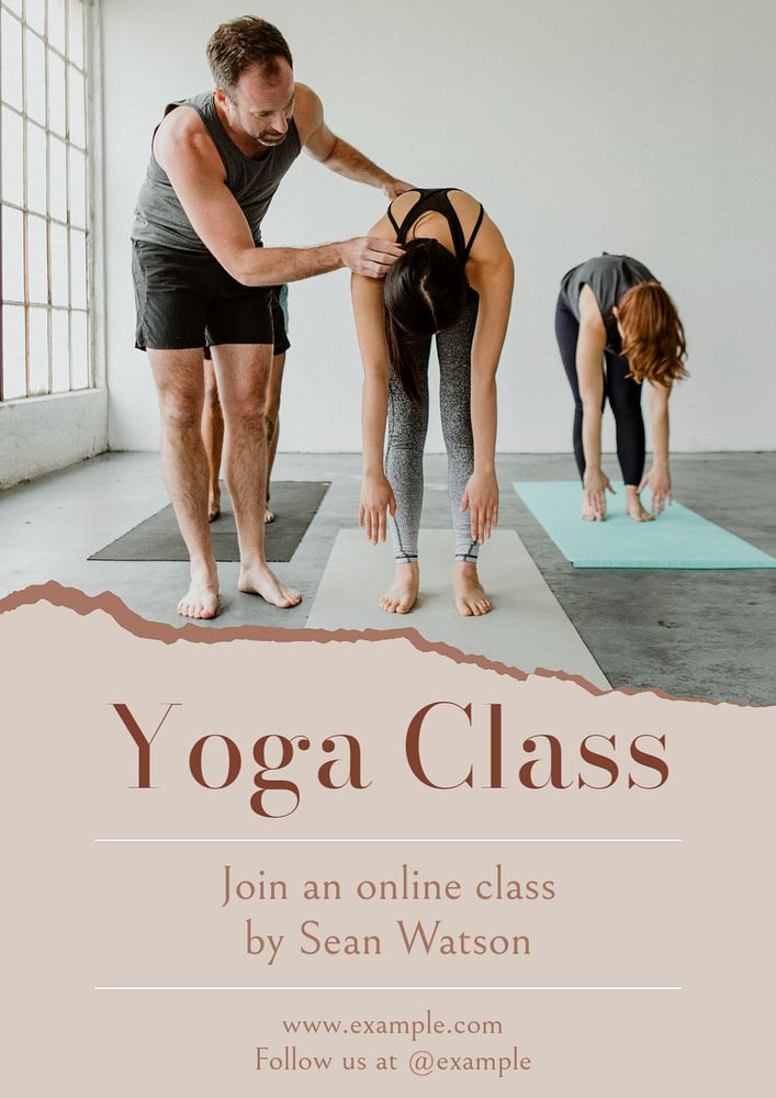 Yoga class advertisement poster template, editable text and design