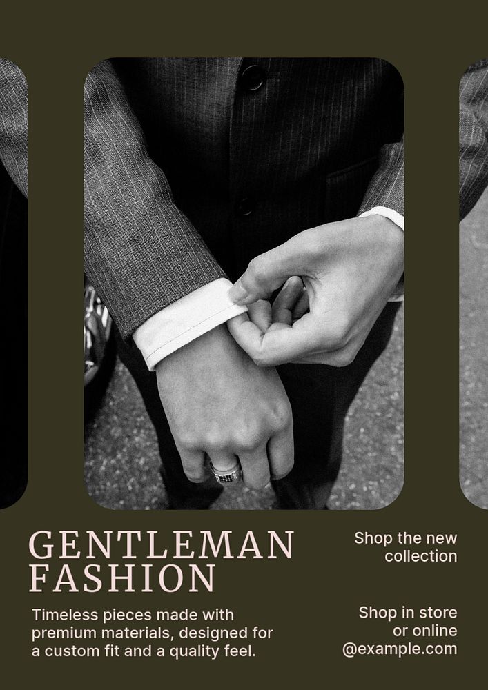 Gentleman fashion poster template, editable text and design