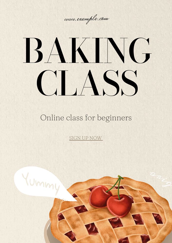 Baking class  poster template, editable text and design