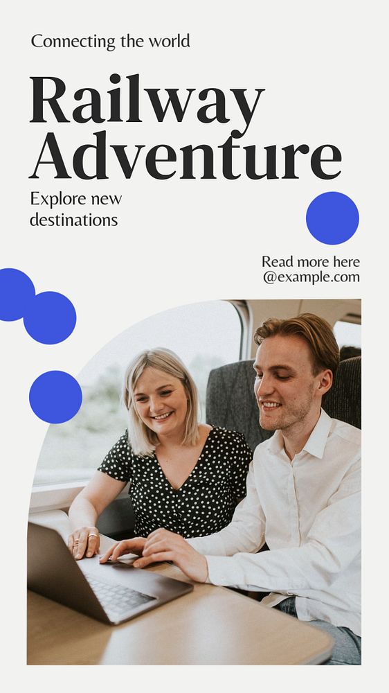 Railway Instagram story template, editable text