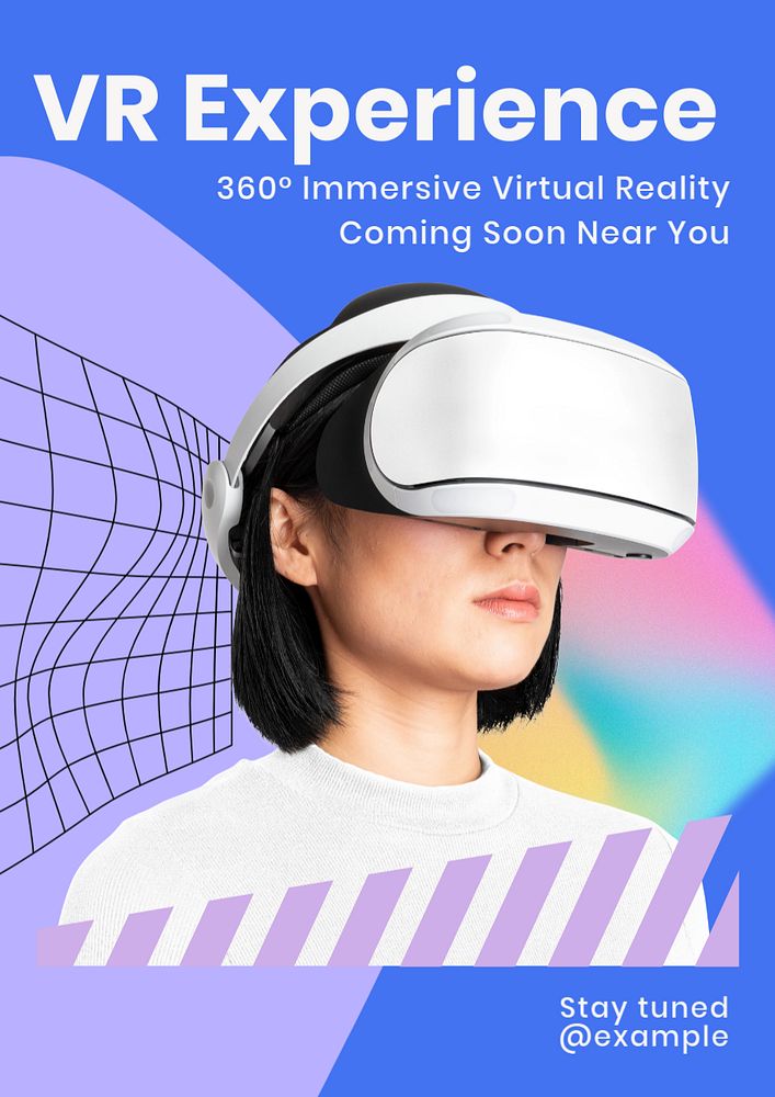 VR experience poster template, editable text and design