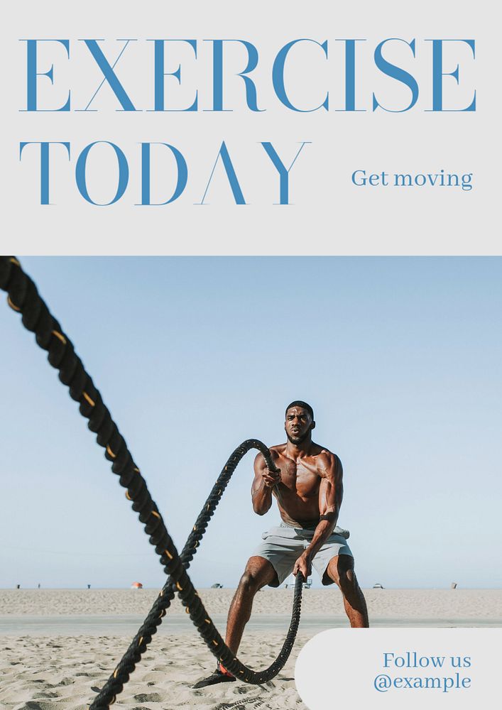 Exercise today poster template, editable text and design