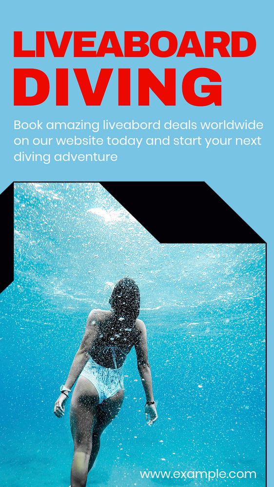 Liveaboard diving Instagram story template, editable text