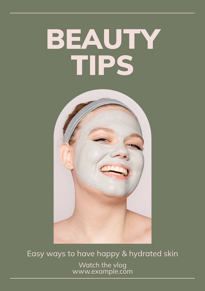 Beauty tips poster template, editable text and design