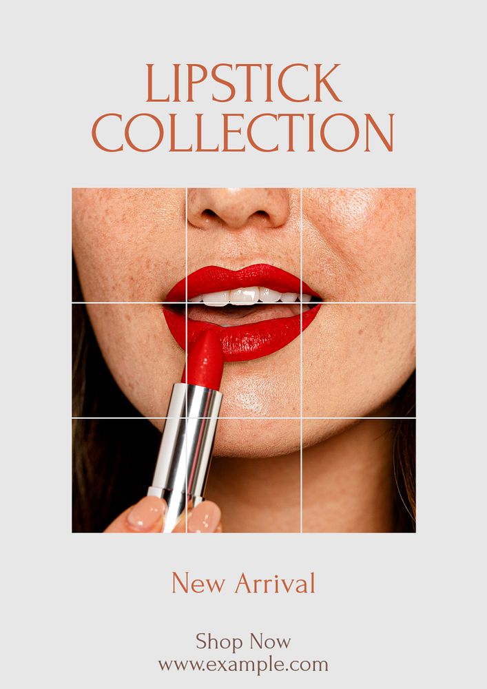 Summer lipstick collection poster template, editable text and design