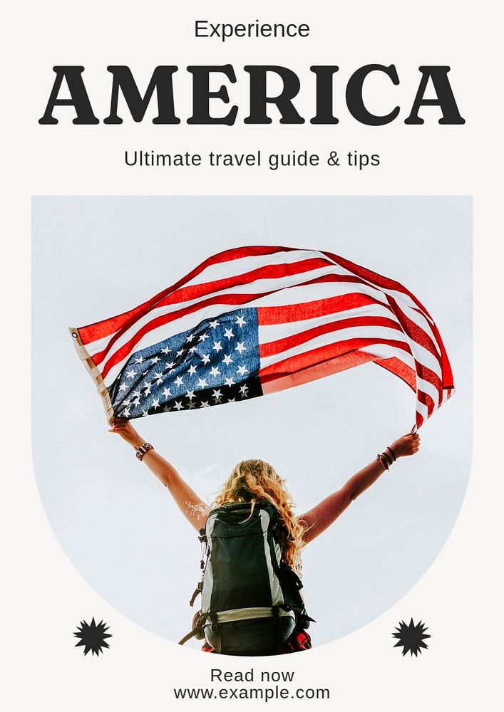 Experience America poster template, editable text and design