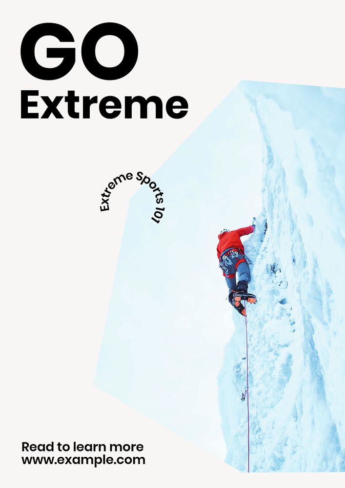 Extreme sports poster template, editable text and design