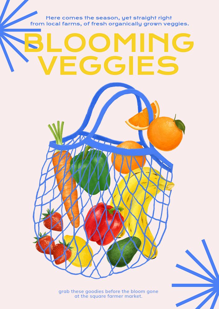 Fresh veggies poster template, editable text and design