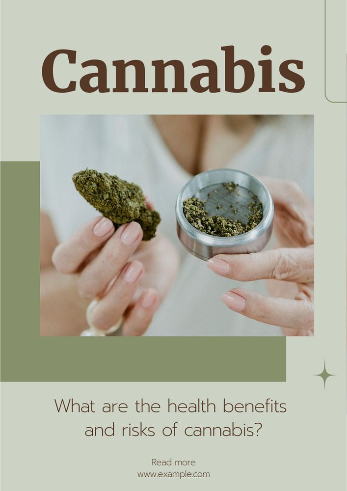 Cannabis poster template, editable text and design