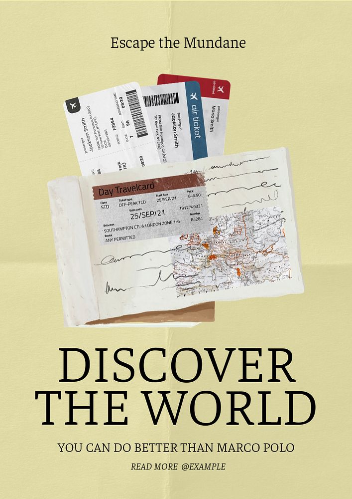 Discover the world poster template, editable text and design