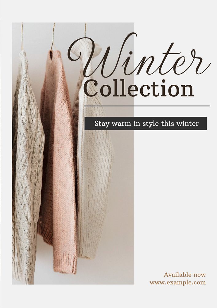 Winter collection  poster template, editable text and design