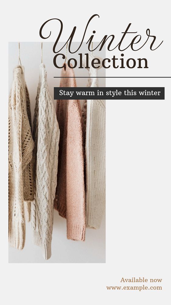 Winter collection  Instagram story template, editable text