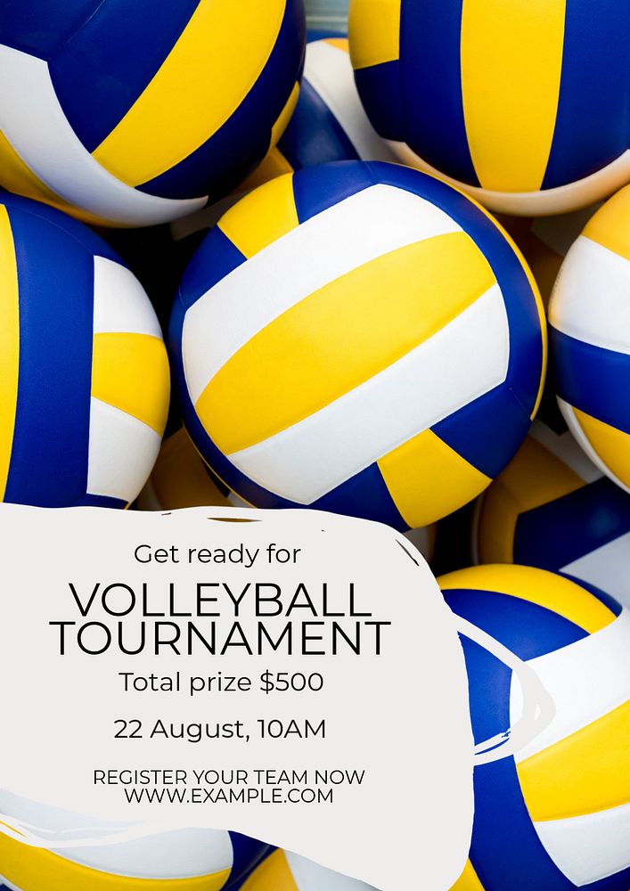 Volleyball tournament poster template, editable text and design