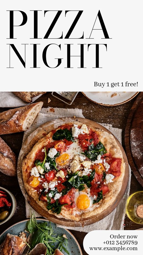 Pizza night Instagram story template, editable text