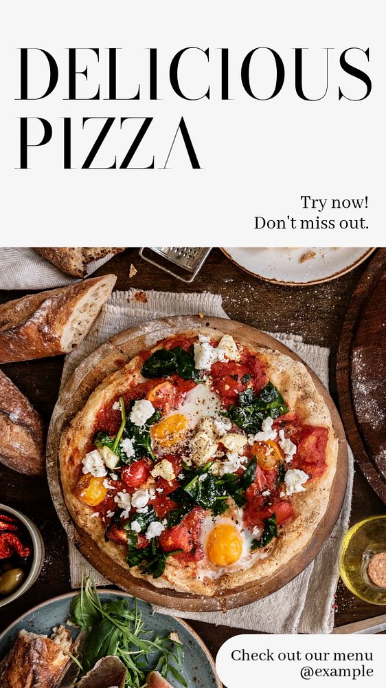 Pizza & restaurant Instagram story template, editable text