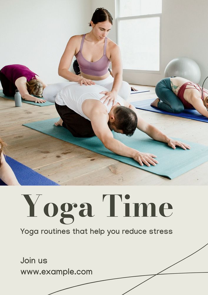 Yoga poster template, editable text and design