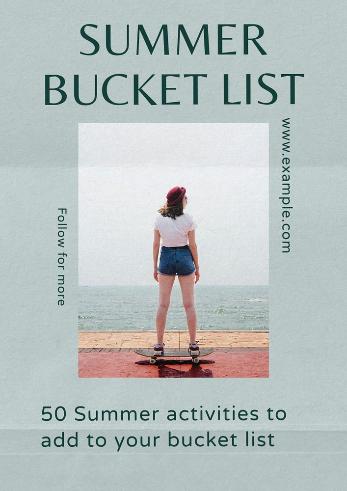 Summer bucket list poster template, editable text and design