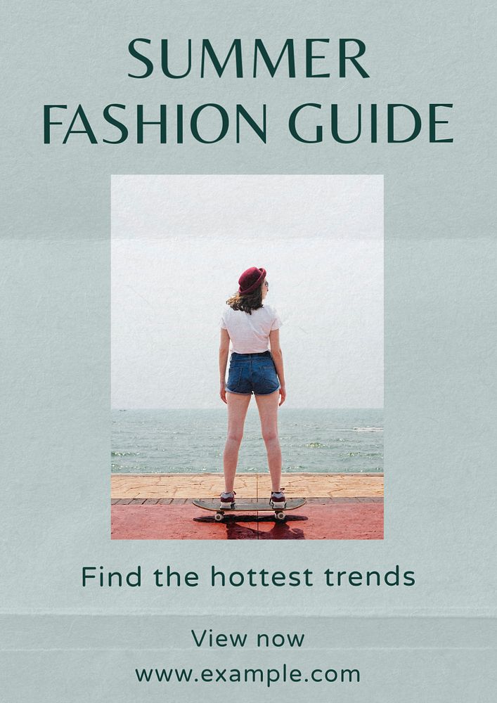 Summer fashion guide poster template, editable text and design