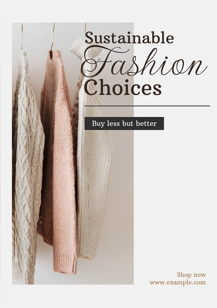 Sustainable fashion  poster template, editable text and design