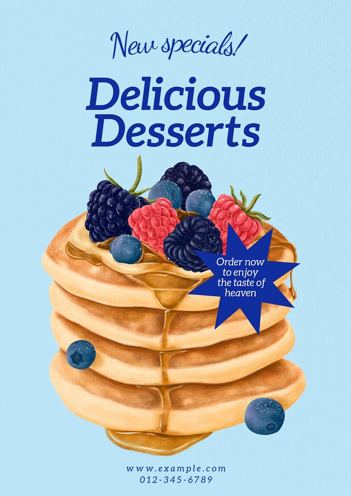 Delicious dessert poster template, editable text and design