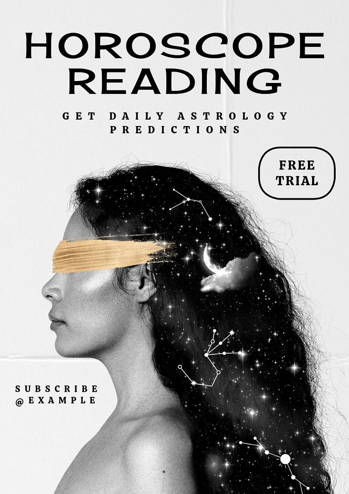 Horoscope reading poster template, editable text and design