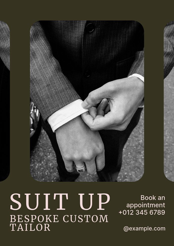 Suit tailor shop poster template, editable text and design