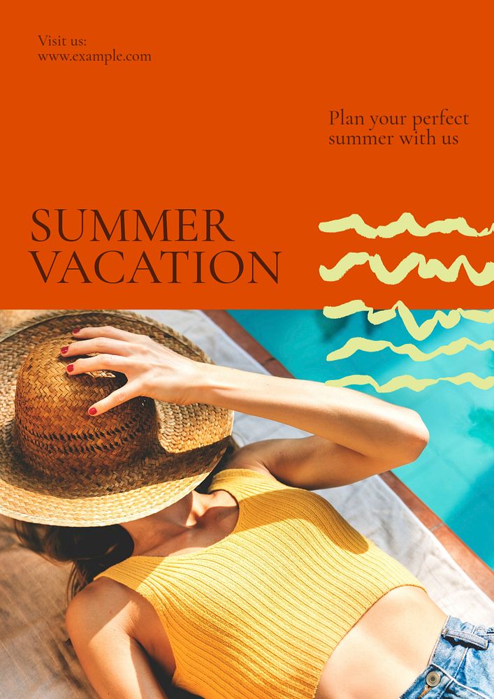 Summer vacation poster template, editable text and design