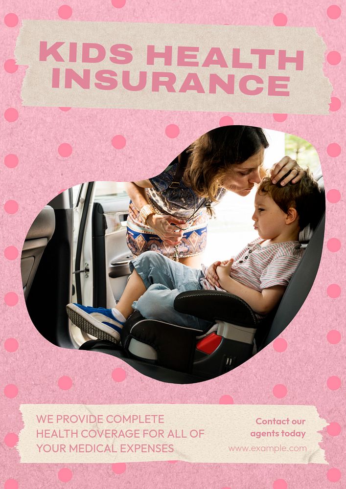 Kids insurance poster template, editable text and design