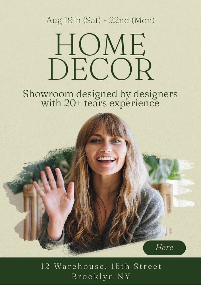 Home decor poster template, editable text and design