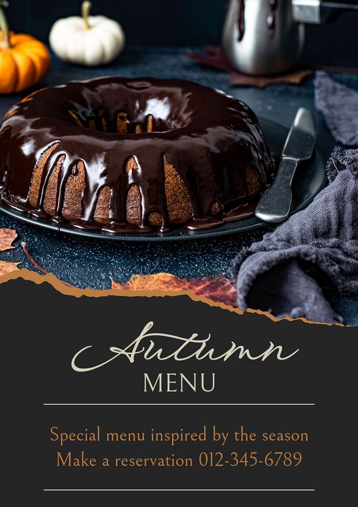 Autumn menu poster template, editable text and design