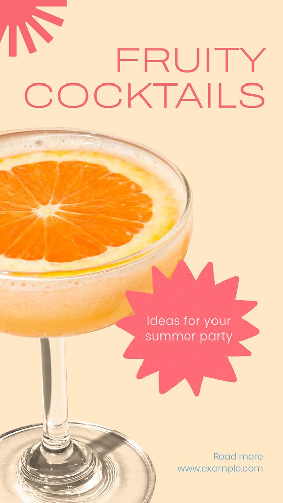 Fruity cocktails Instagram story template, editable text