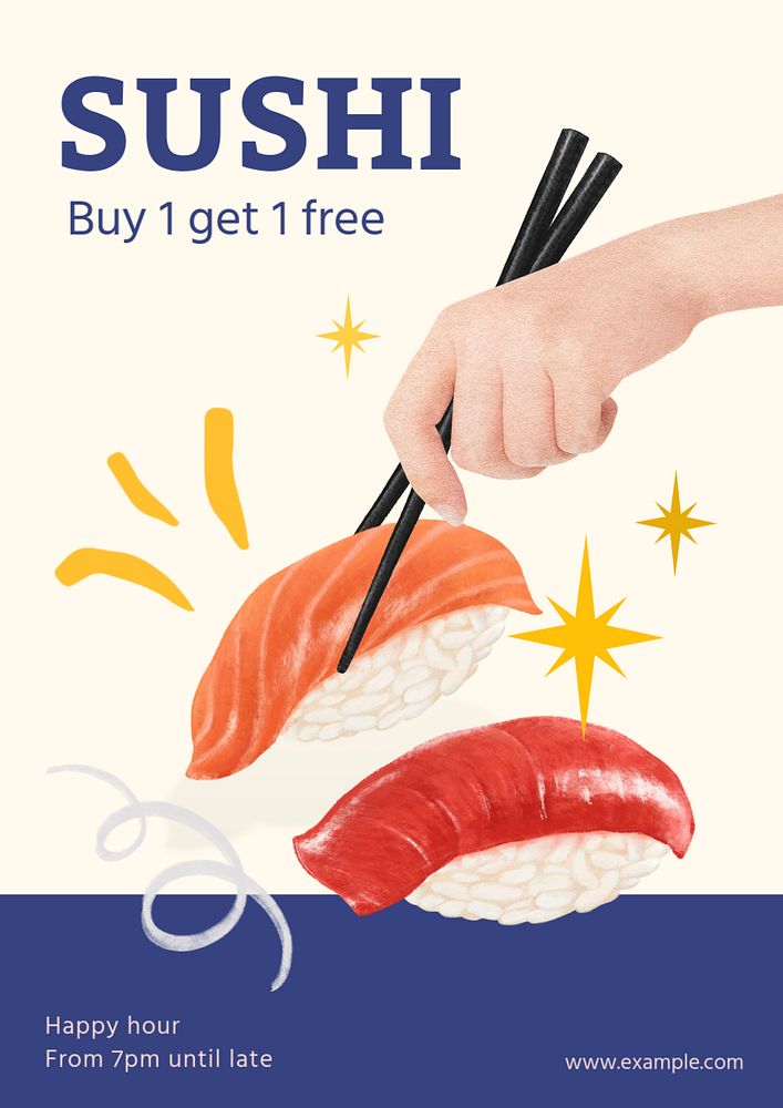 Sushi poster template, editable text and design