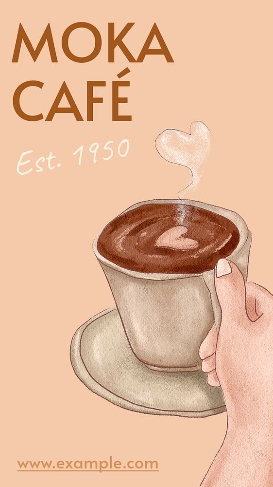 Home cafe Instagram story template, editable text