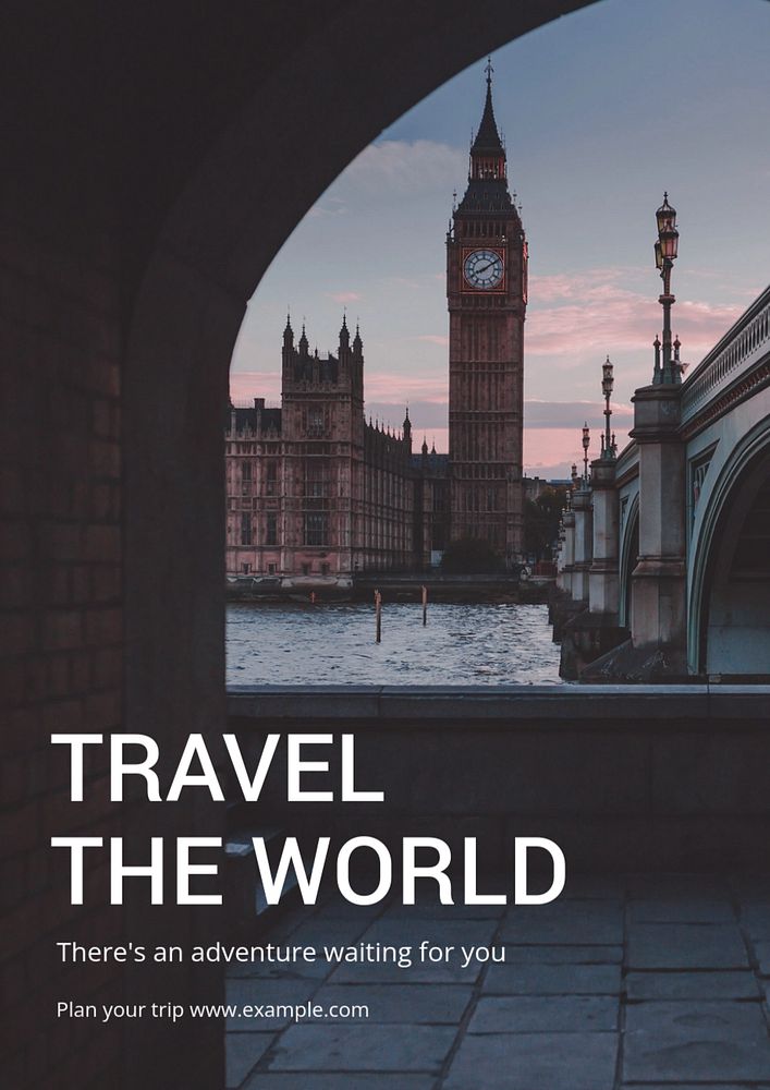 Travel the world poster template, editable text and design