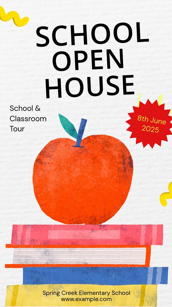 School open house Instagram story template, editable text