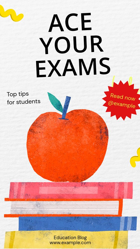 Ace your exams Instagram story template, editable text