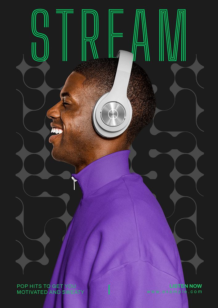 Stream poster template, editable text and design