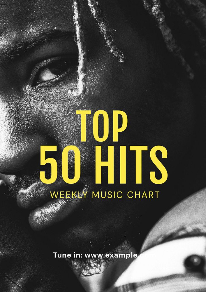 Music charts poster template, editable text and design