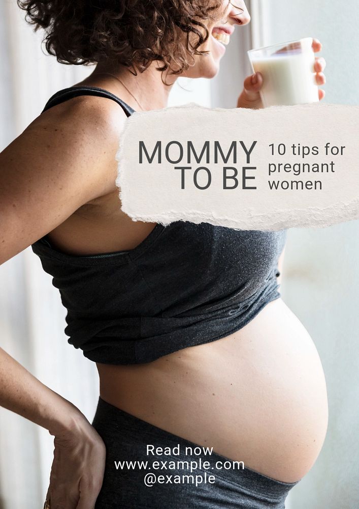 Pregnant mom poster template, editable text and design