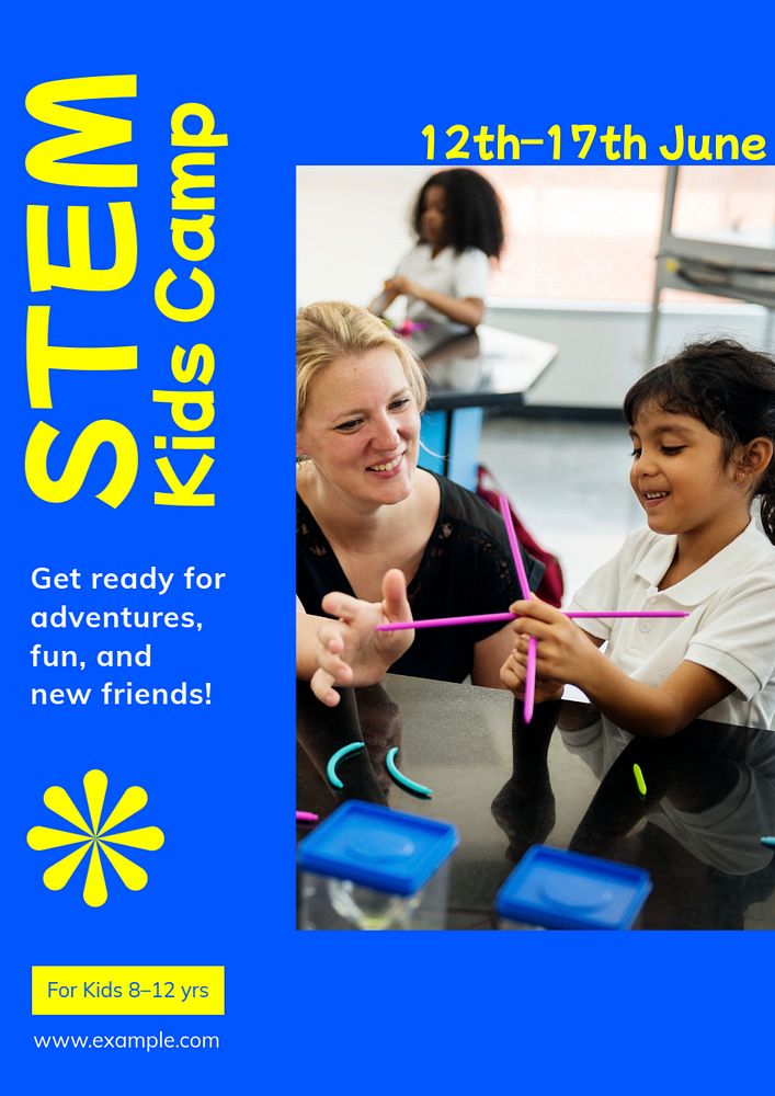 STEM kids camp poster template, editable text and design