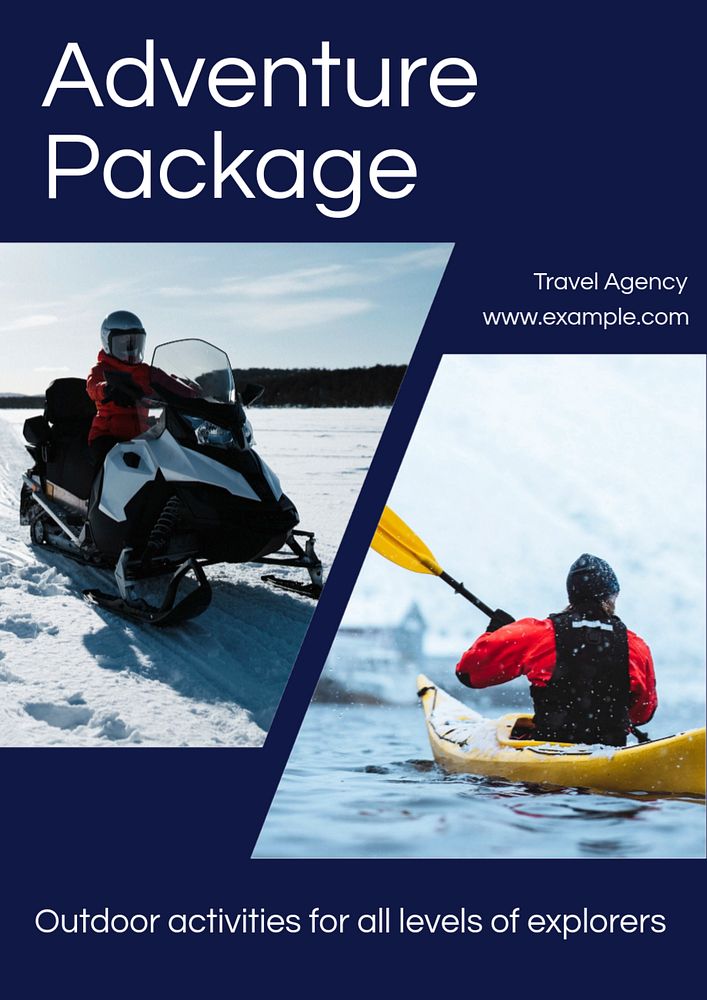 Adventure package poster template, editable text and design