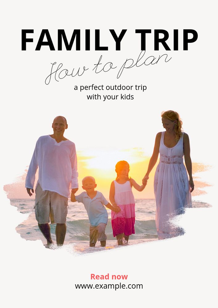 Family trip poster template, editable text and design