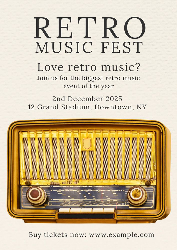 Retro music festival poster template, editable text and design