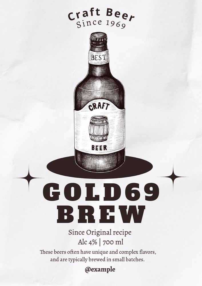 Craft beer poster template, editable text and design