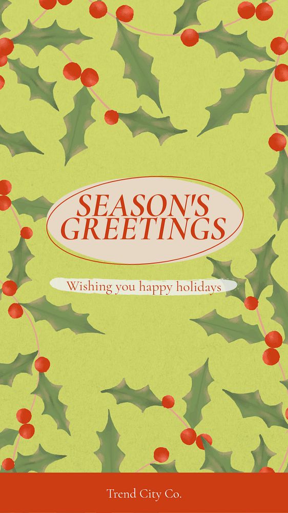 Season's greetings  Instagram story template, editable text