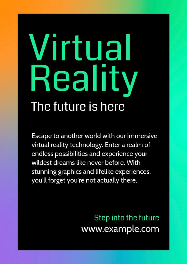 Virtual reality poster template, editable text and design