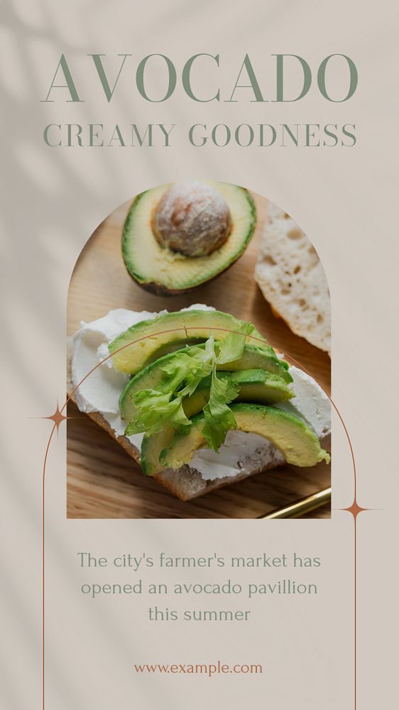 Avocado Instagram story template, editable text