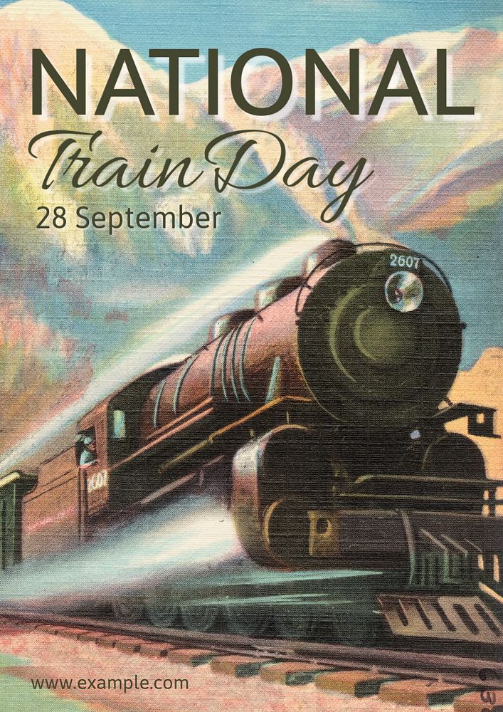 National train day poster template, editable text and design